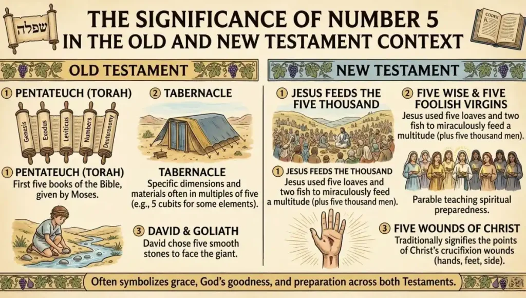 Number 5 in the Old and New Testament Context