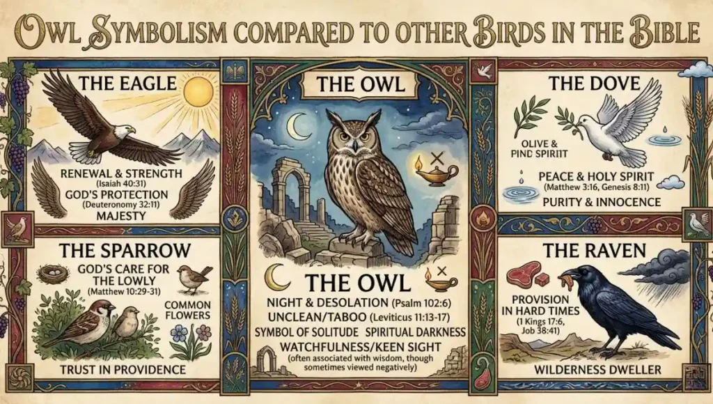 Owl Symbolism Compared to Other Birds in the Bible